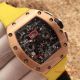 2017 Fake Richard Mille RM011 Chronograph Watch Rose Gold Case Yellow rubber  (2)_th.jpg